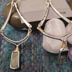 Robert Lee Morris soho silver toned earrings with abalone